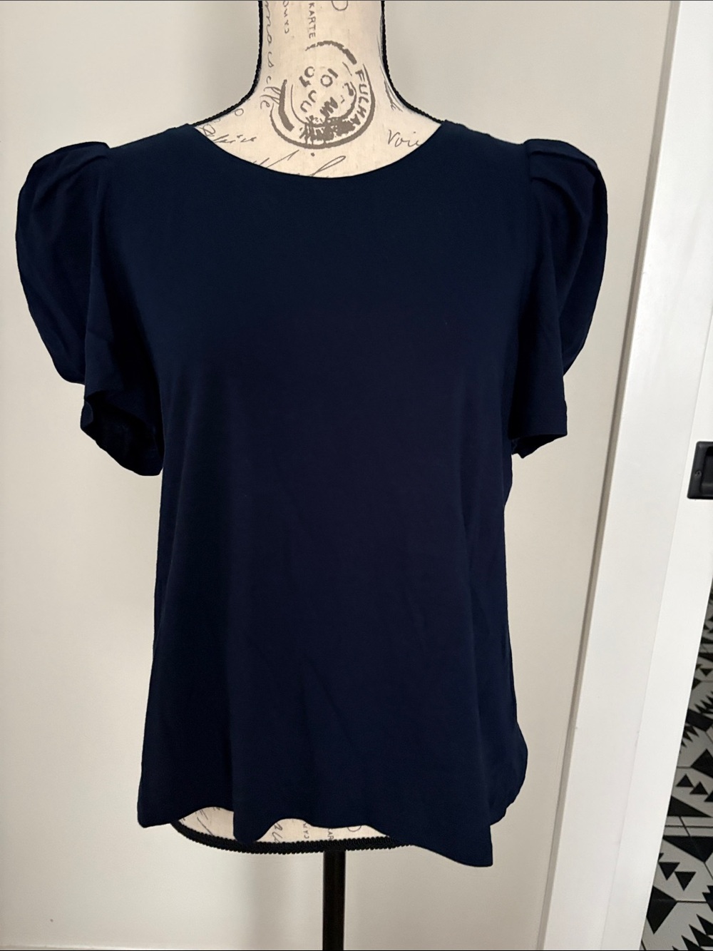 1. State Large Navy Puff Sleeve Short-Sleeve Top